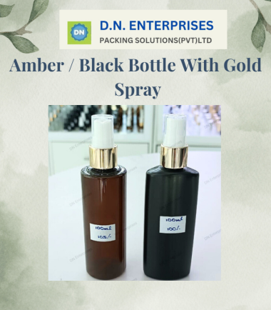 Amber / Black Bottle With Gold  Spray