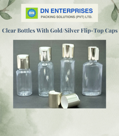 Clear Bottles With Gold/Silver Flip-Top Caps