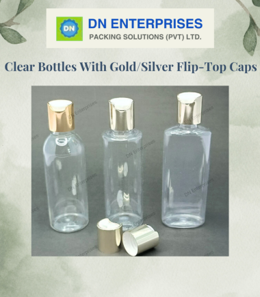 Clear Bottles With Gold/Silver Flip-Top Caps