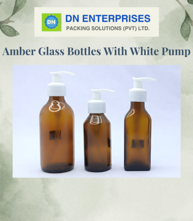 Amber Glass Bottles With White Pump