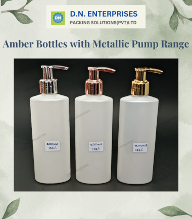 Amber Bottles With Metallic Pump Range