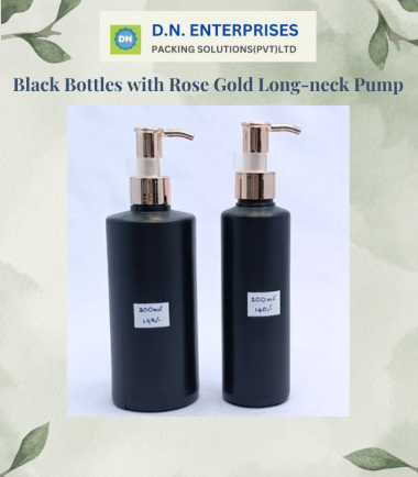Black Bottles With Rose Gold Long-Neck Pump